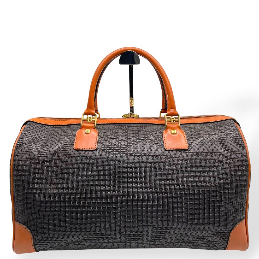 美品 BALLY バリー エンボスPVC×本革 レザー ボストンバッグ