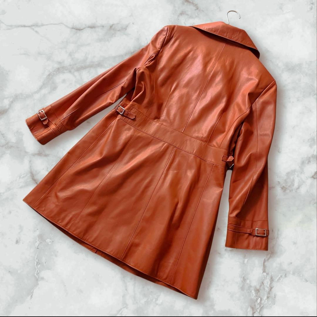 CLASSY 　ラムレザーコート　2XL　オレンジ　レディース 大きめ