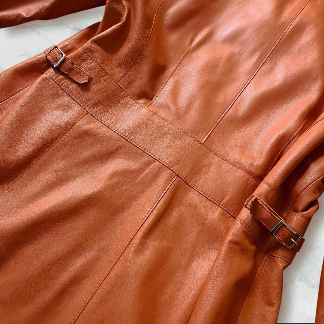 CLASSY 　ラムレザーコート　2XL　オレンジ　レディース 大きめ