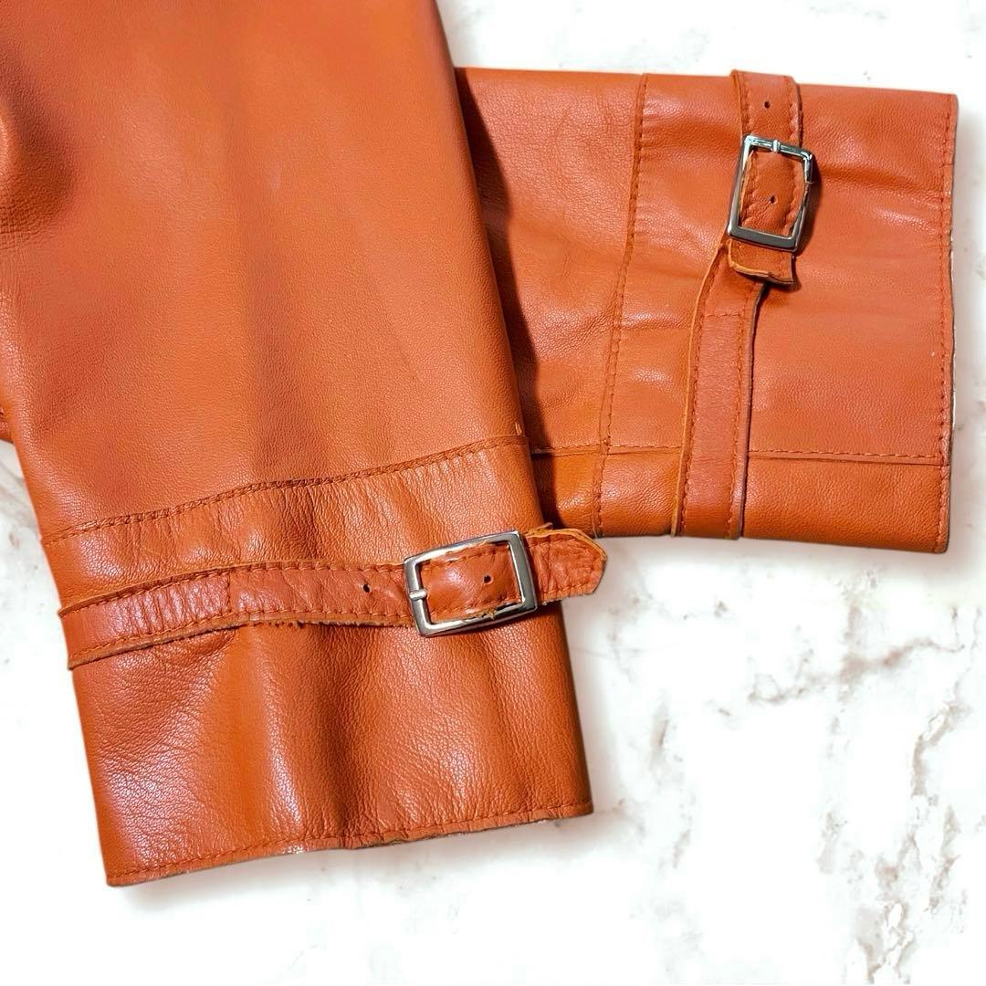 CLASSY 　ラムレザーコート　2XL　オレンジ　レディース 大きめ
