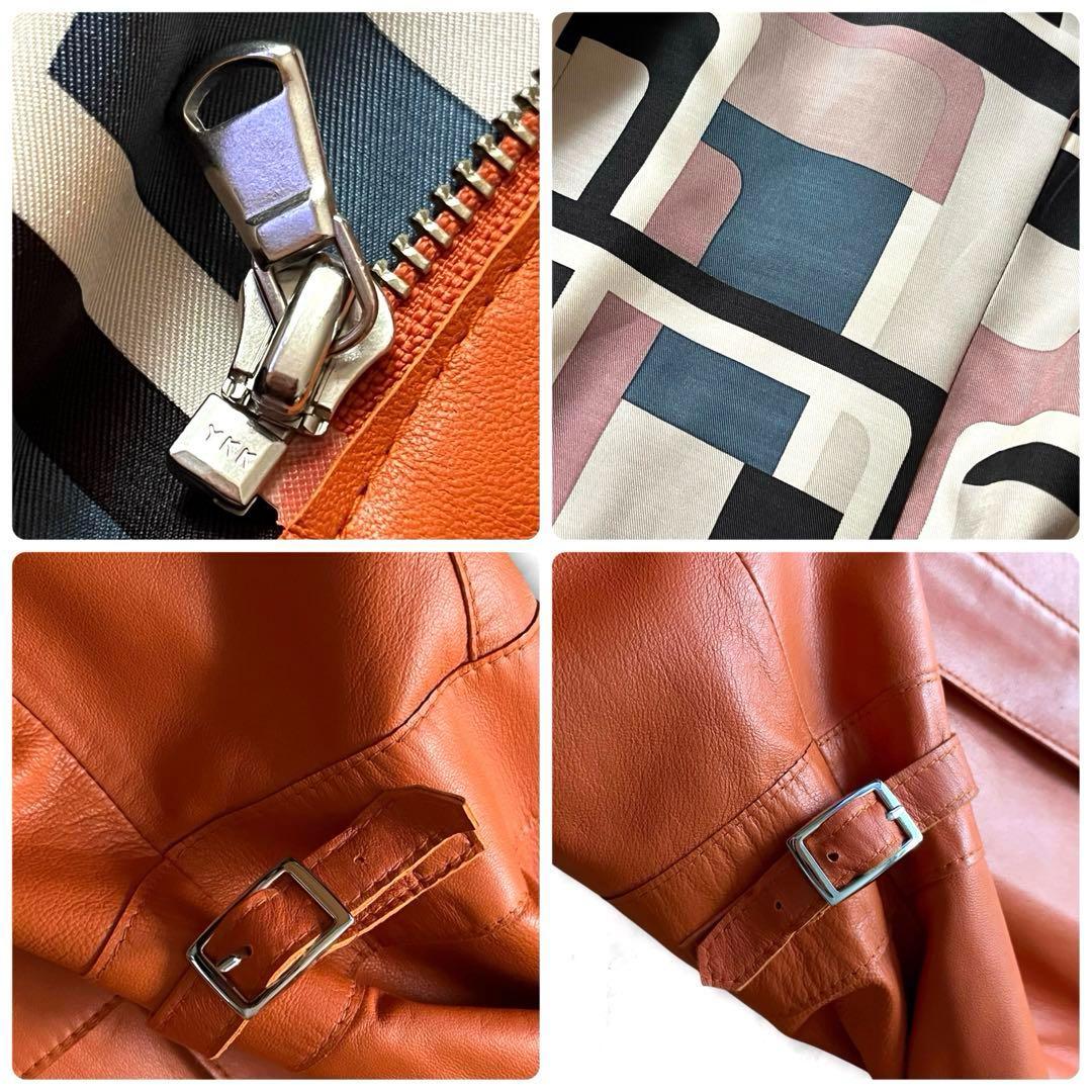 CLASSY 　ラムレザーコート　2XL　オレンジ　レディース 大きめ