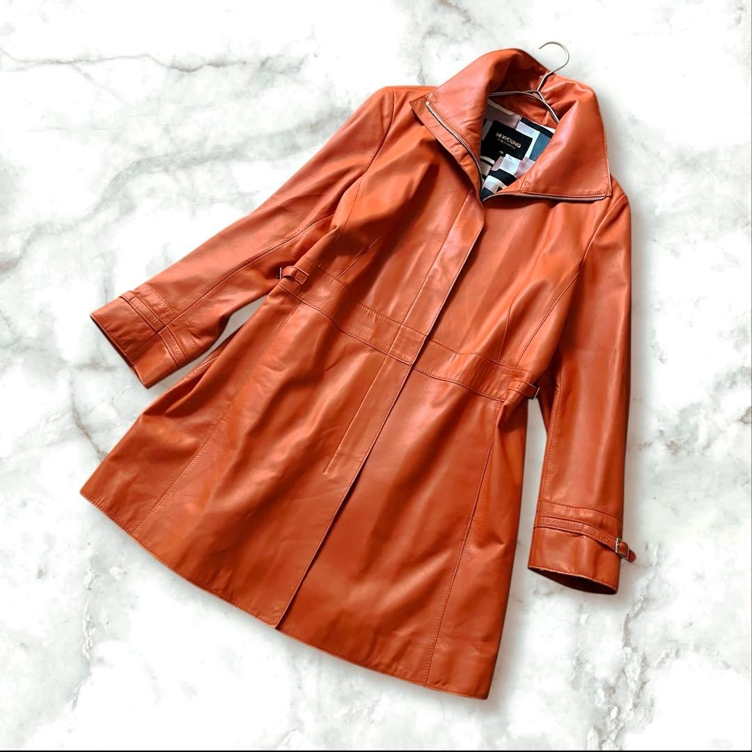 CLASSY 　ラムレザーコート　2XL　オレンジ　レディース 大きめ
