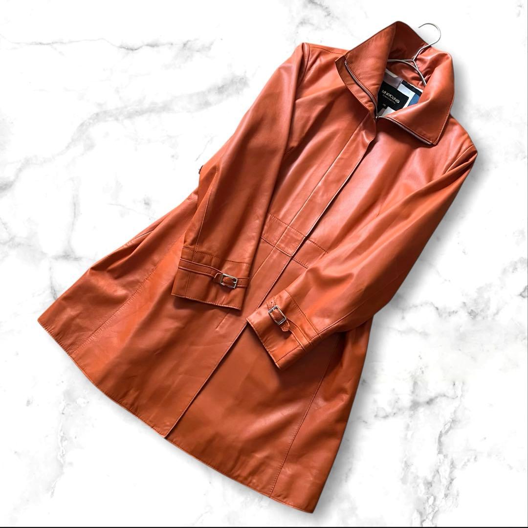 CLASSY 　ラムレザーコート　2XL　オレンジ　レディース 大きめ