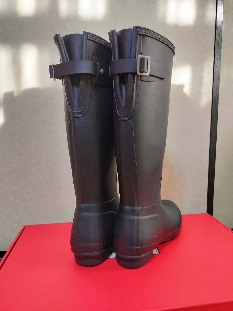 HUNTER ブラック 長靴 バックル付き 24〜24.5cm