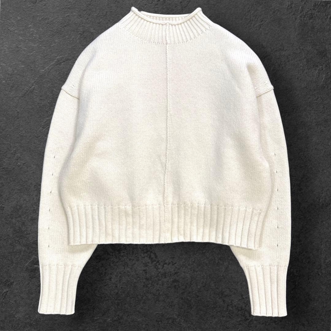 美品 マカフィー カシミヤ混 ハイネック セーター ニット スタンドネック 白