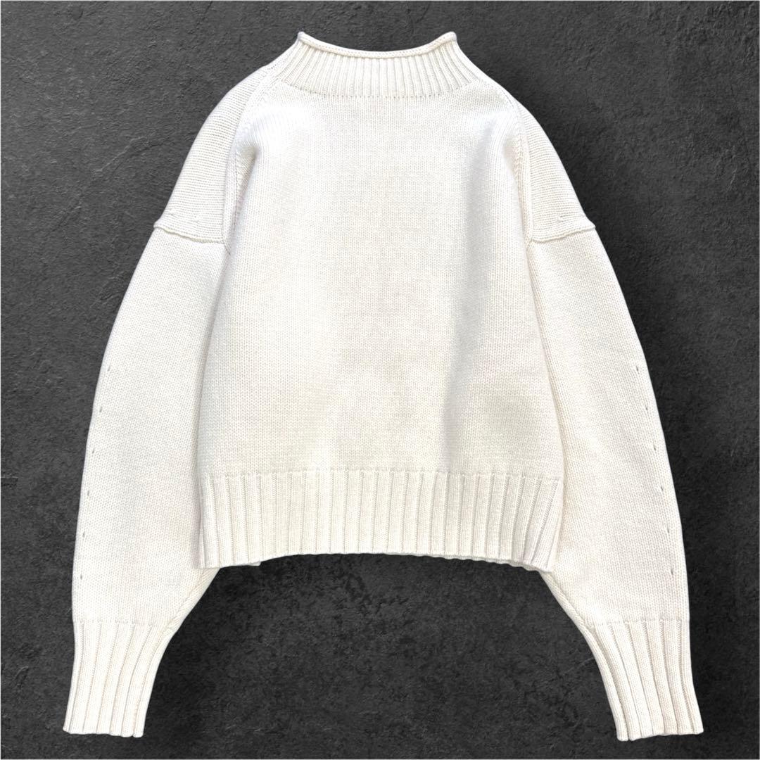 美品 マカフィー カシミヤ混 ハイネック セーター ニット スタンドネック 白
