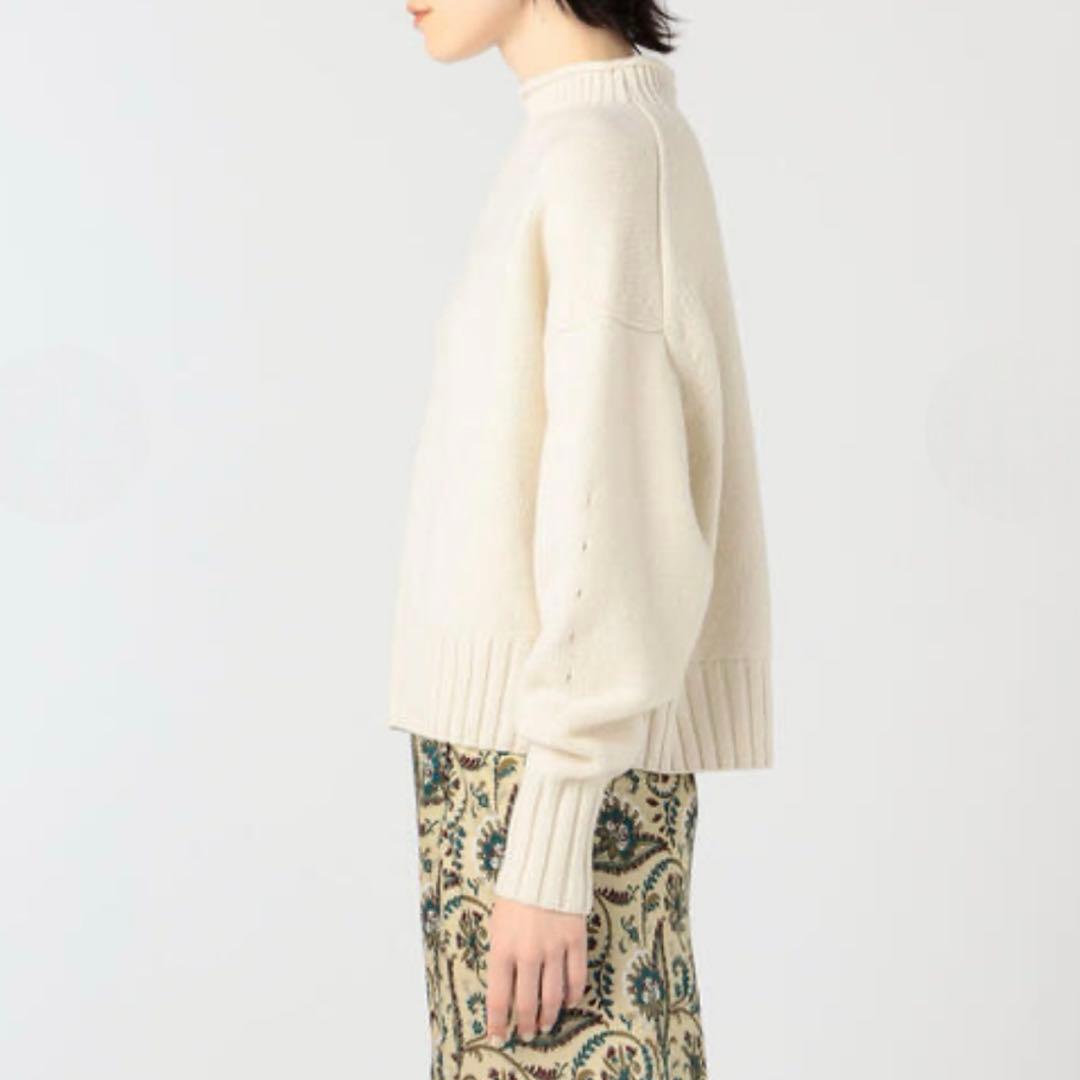 美品 マカフィー カシミヤ混 ハイネック セーター ニット スタンドネック 白