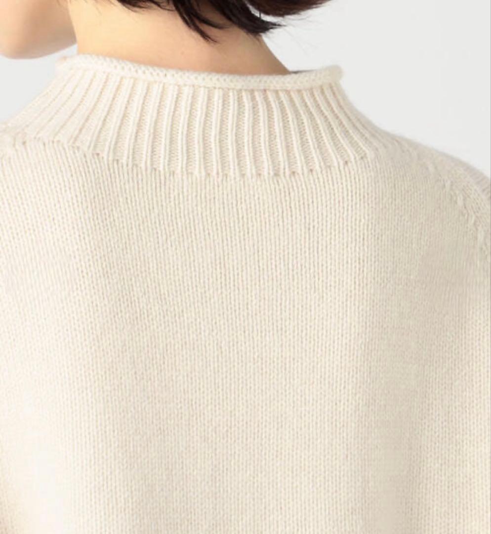 美品 マカフィー カシミヤ混 ハイネック セーター ニット スタンドネック 白