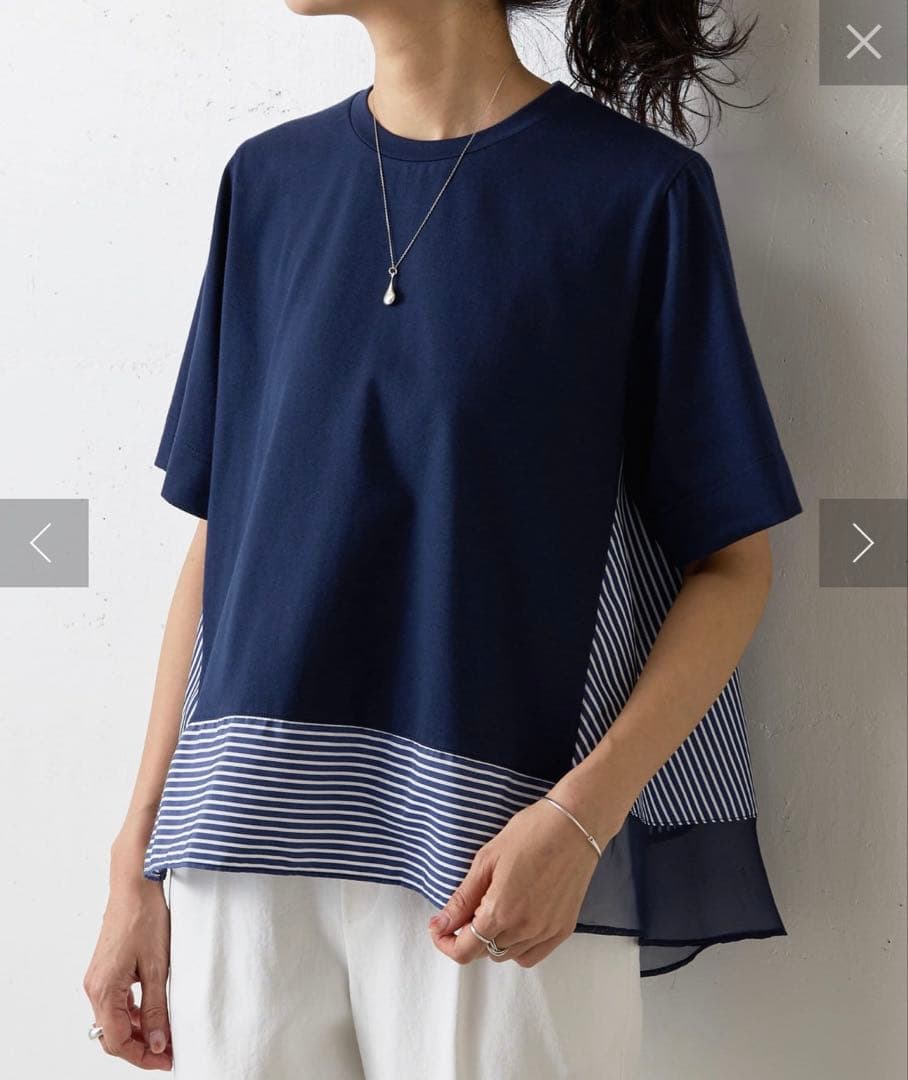 u*a様 BEARDSLEY ストライプコンビカットソー