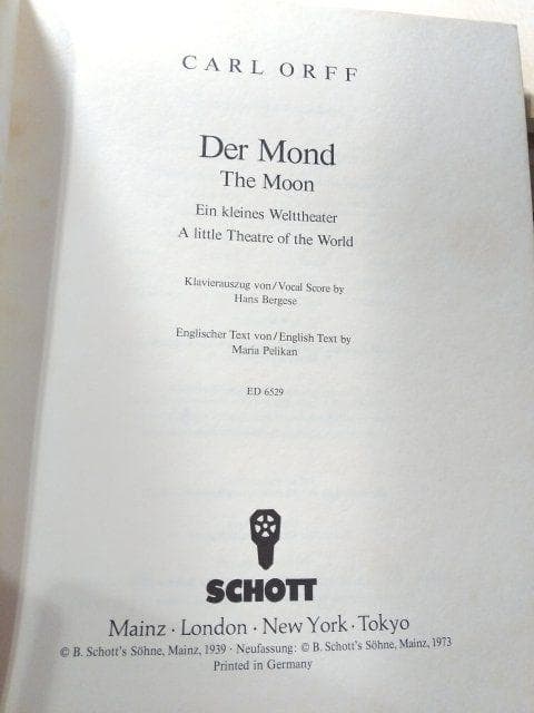 オルフ 「Der Mond（月）」 楽譜