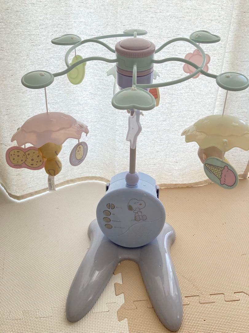 【箱・説明書・電池付き】スヌーピー　やわらかガラガラメリープレミアム