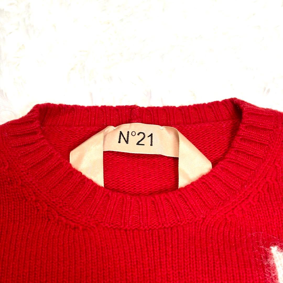 【美品】N°21 ヌメロヴェントゥーノ モヘヤ混 スター 星 セーター レッド