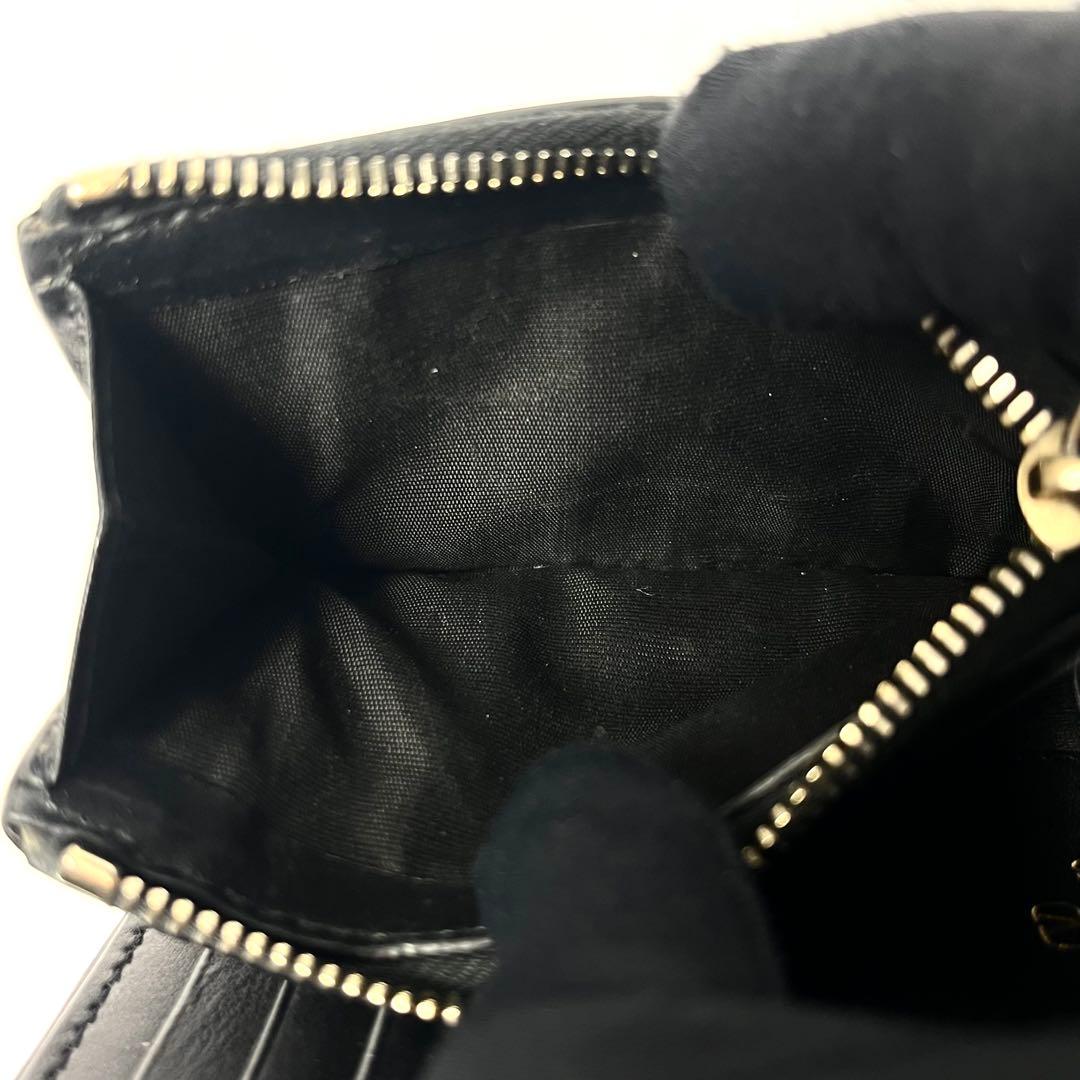 希少✨バレンティノ ガラヴァーニ ２つ折り財布 レザー ロゴ ブラック 黒