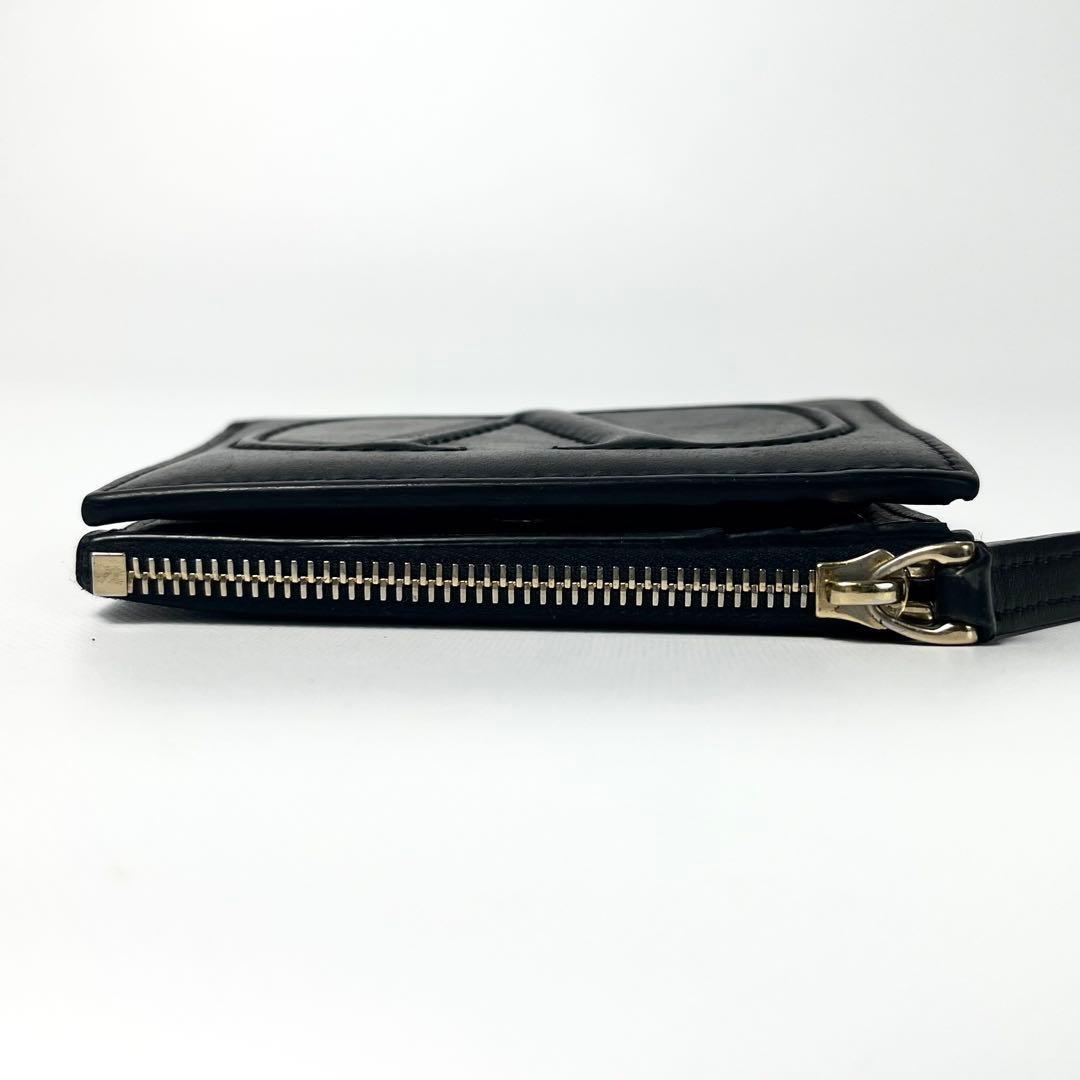 希少✨バレンティノ ガラヴァーニ ２つ折り財布 レザー ロゴ ブラック 黒