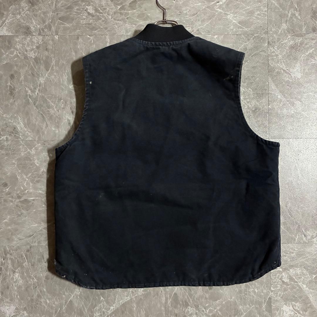 90s-00sCarharttメキシコ製ダックベスト ペンキアートXL ネイビー