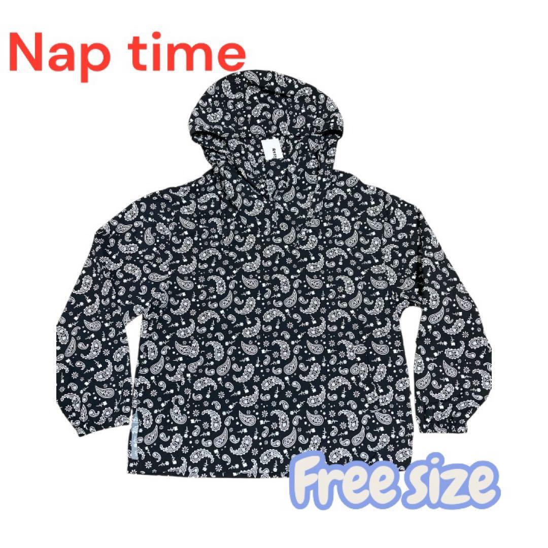 みけ様　Naptime. ナップタイム　ナイロンパーカー　総柄　ブラック