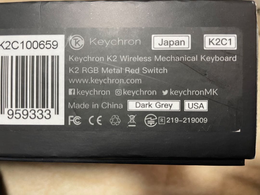 Keychron K2 赤軸 US配列 静音リング付
