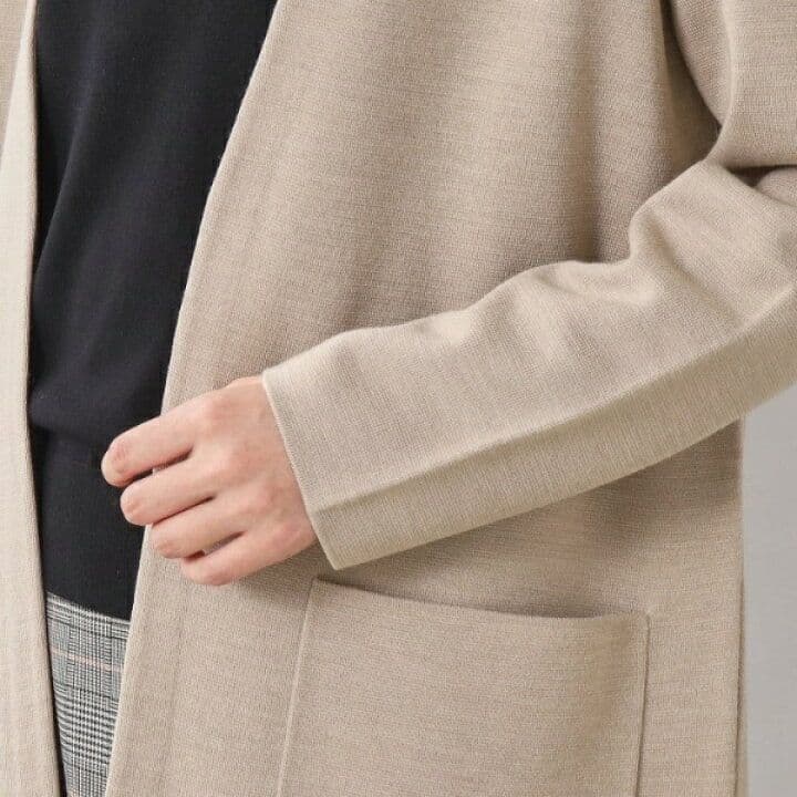 【きれいめ軽羽織／洗える】ファインウールブレンド ロングカーディガン