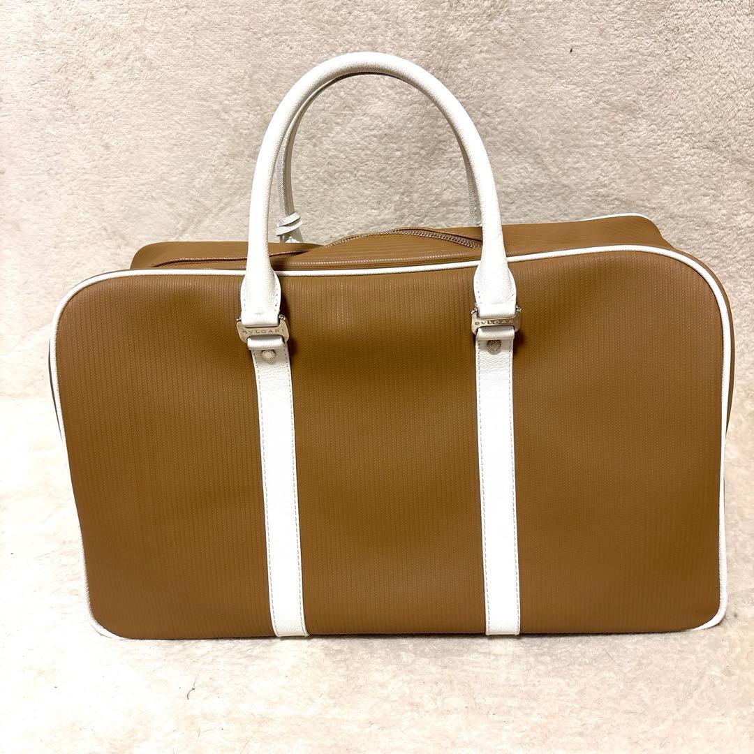 美品⭐️BVLGARI ボストンバッグ　ミレリゲ　チャーム　南京錠　PVC レザー