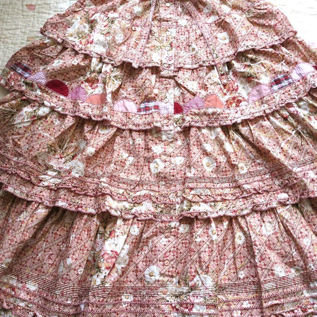新品 ピンクハウス♥お花ブーケ柄パッチワーク段々スカート