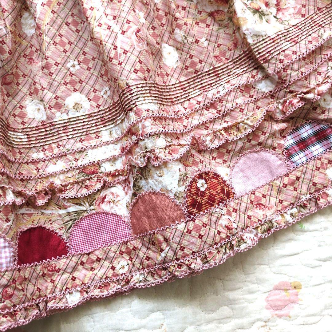 新品 ピンクハウス♥お花ブーケ柄パッチワーク段々スカート