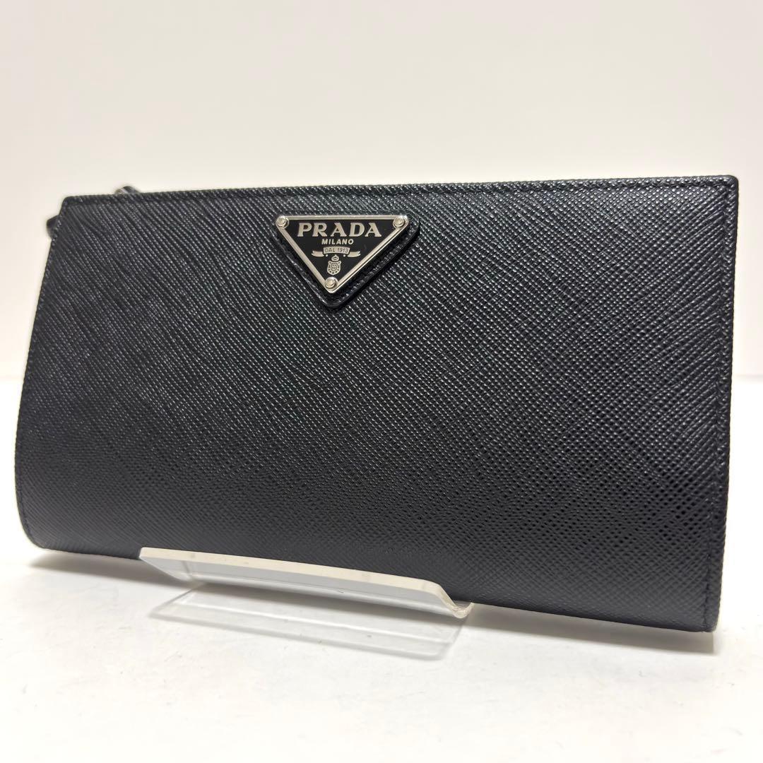 553✨ほぼ新品✨PRADA プラダ 折り財布 サフィアーノトライアングル 黒