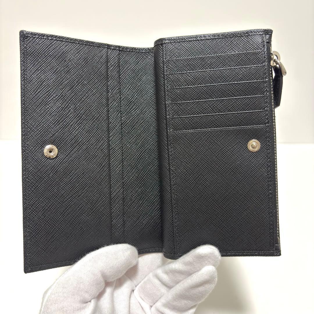 553✨ほぼ新品✨PRADA プラダ 折り財布 サフィアーノトライアングル 黒
