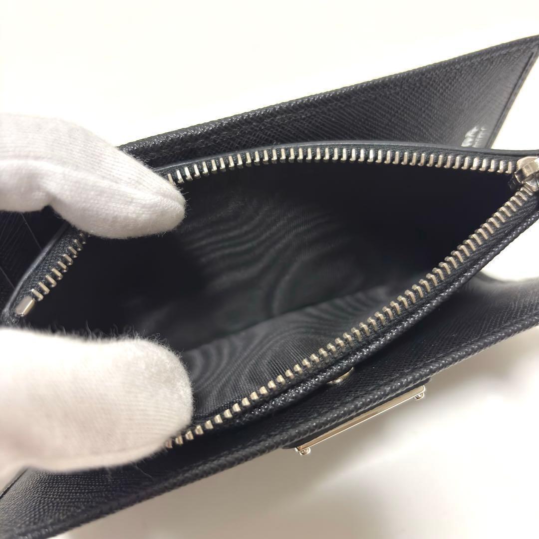 553✨ほぼ新品✨PRADA プラダ 折り財布 サフィアーノトライアングル 黒