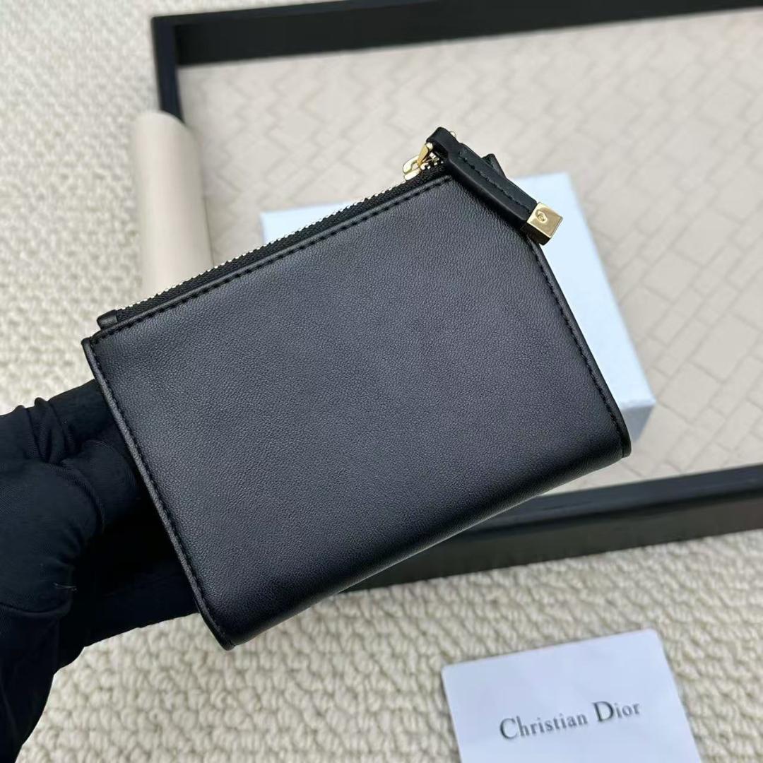 Christian Dior ブラックレザー三つ折り財布