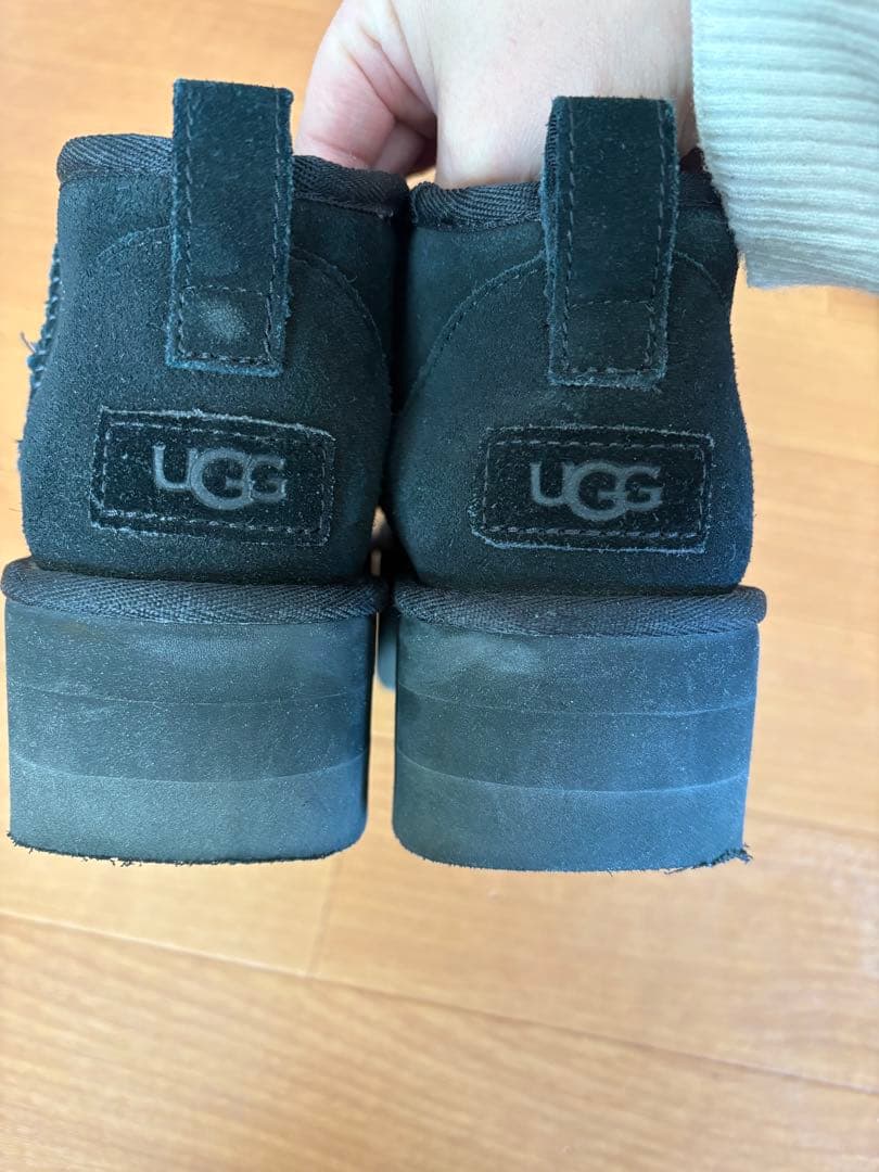 UGG ブラック ムートンブーツ厚底　25cm