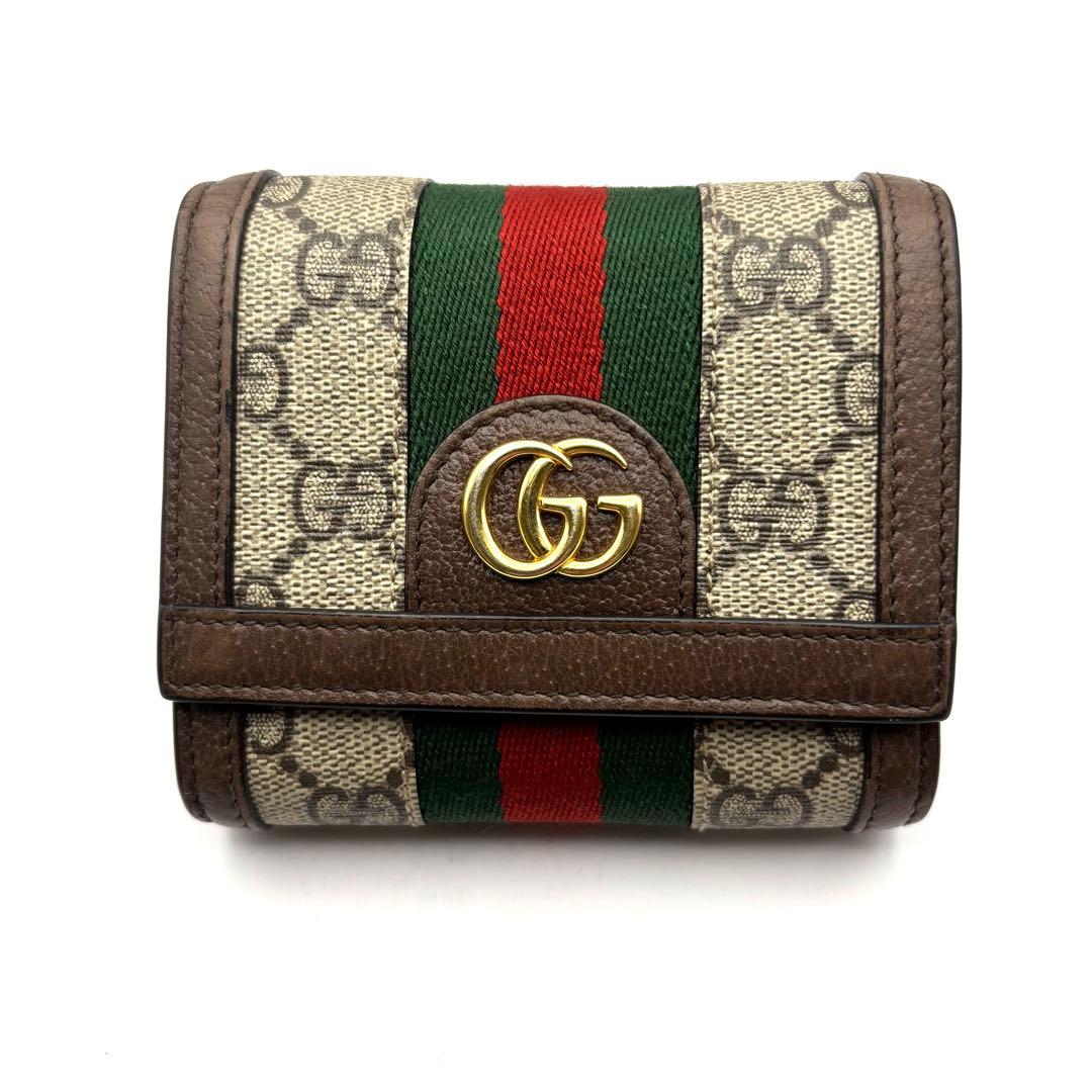 付属品完備 グッチ オフィディア 折り財布 シェリーライン マーモント GG
