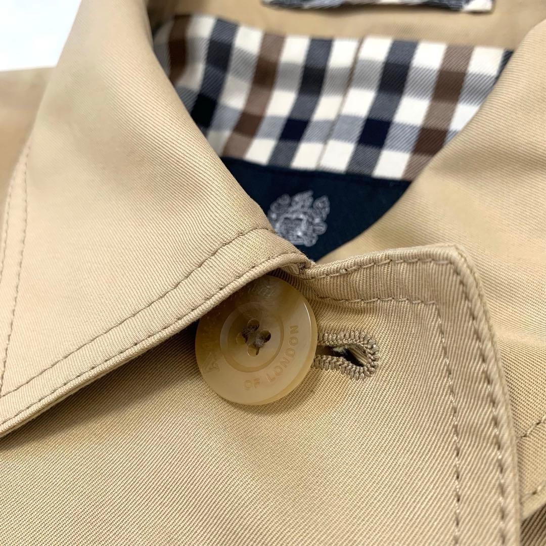 むう様 Aquascutum ステンカラーコート クラブチェック コットン