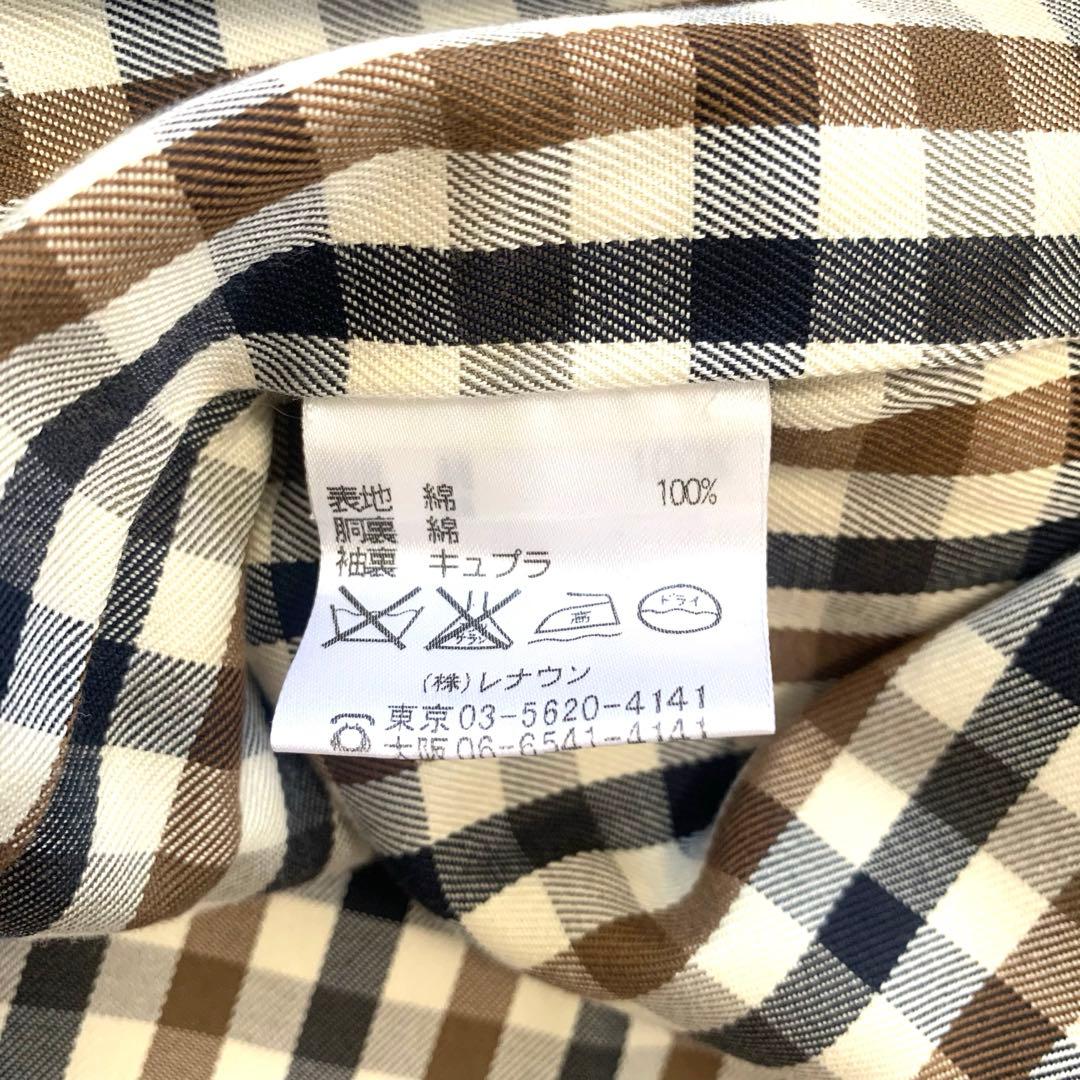 むう様 Aquascutum ステンカラーコート クラブチェック コットン