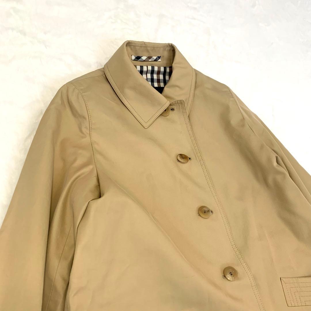 むう様 Aquascutum ステンカラーコート クラブチェック コットン