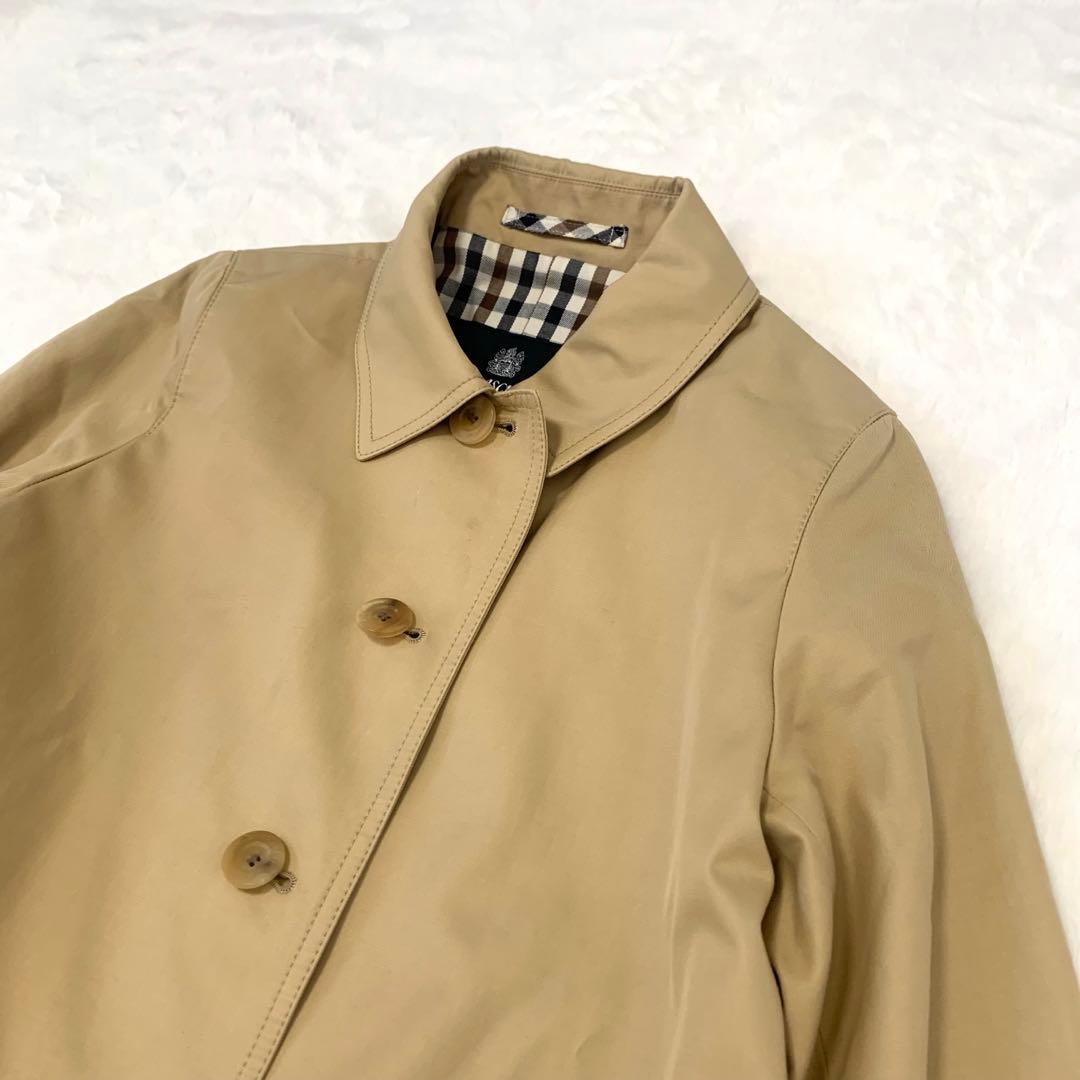 むう様 Aquascutum ステンカラーコート クラブチェック コットン