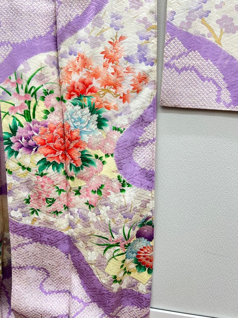 やまと誂製　正絹　成人式　振袖　絞り染め　銀彩加工　駒刺繍