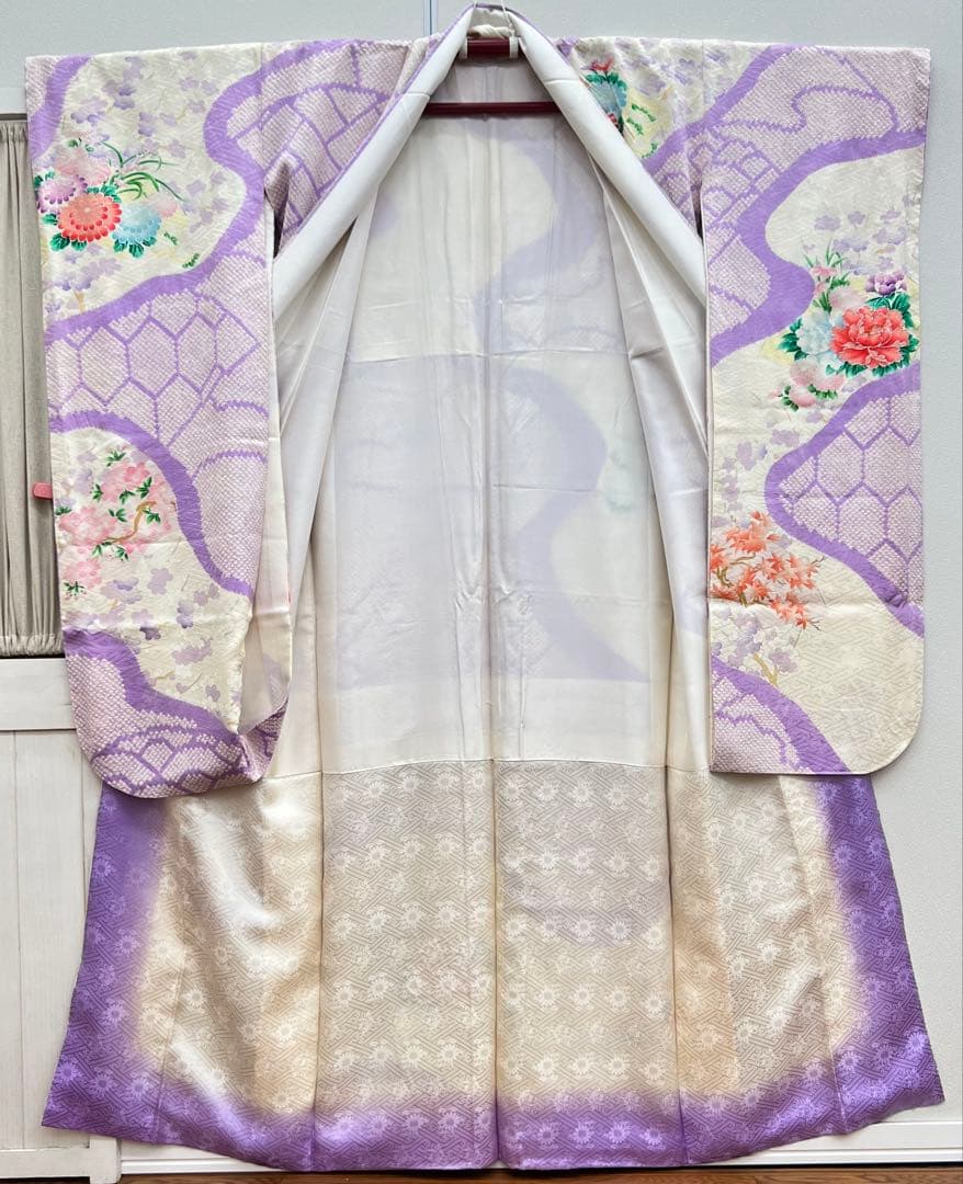 やまと誂製　正絹　成人式　振袖　絞り染め　銀彩加工　駒刺繍