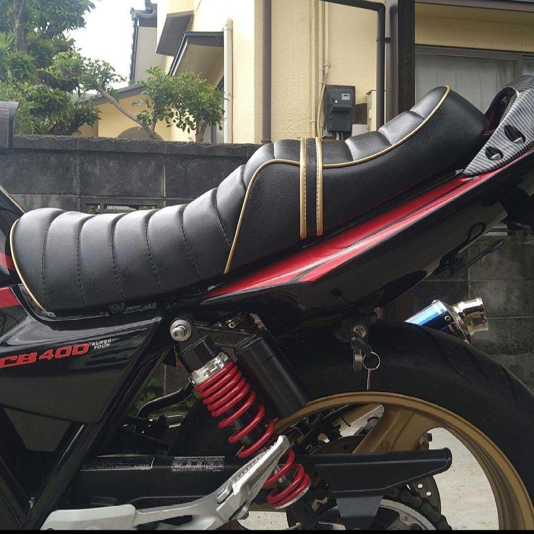 ビンテージ調ブラックレザー・ゴールド　CB400sf シートnc39 nc42