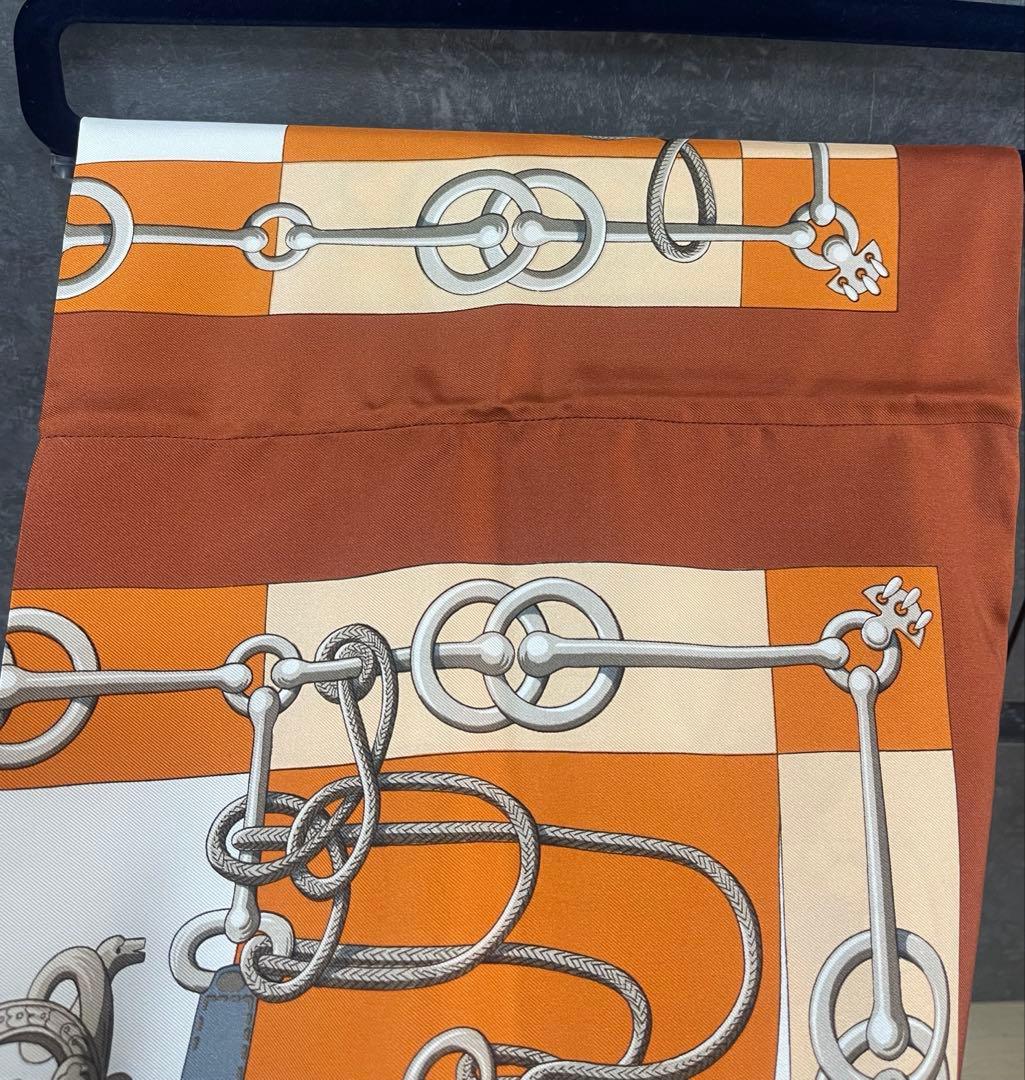 【美品】HERMÈS エルメス　シルク　ストール　マフラー　長方形　希少サイズ