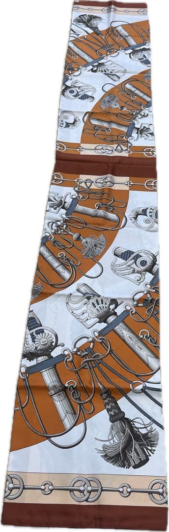 【美品】HERMÈS エルメス　シルク　ストール　マフラー　長方形　希少サイズ