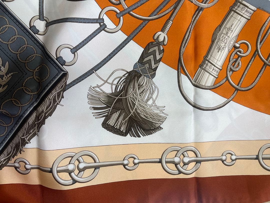 【美品】HERMÈS エルメス　シルク　ストール　マフラー　長方形　希少サイズ