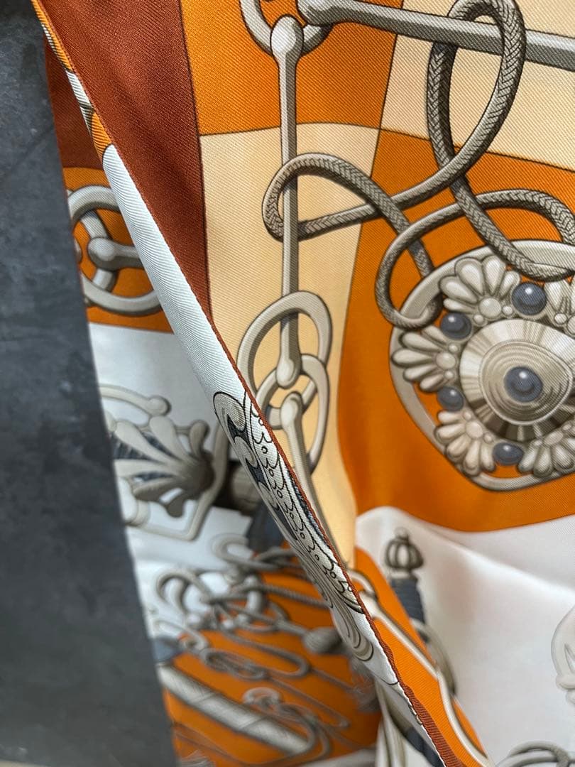 【美品】HERMÈS エルメス　シルク　ストール　マフラー　長方形　希少サイズ
