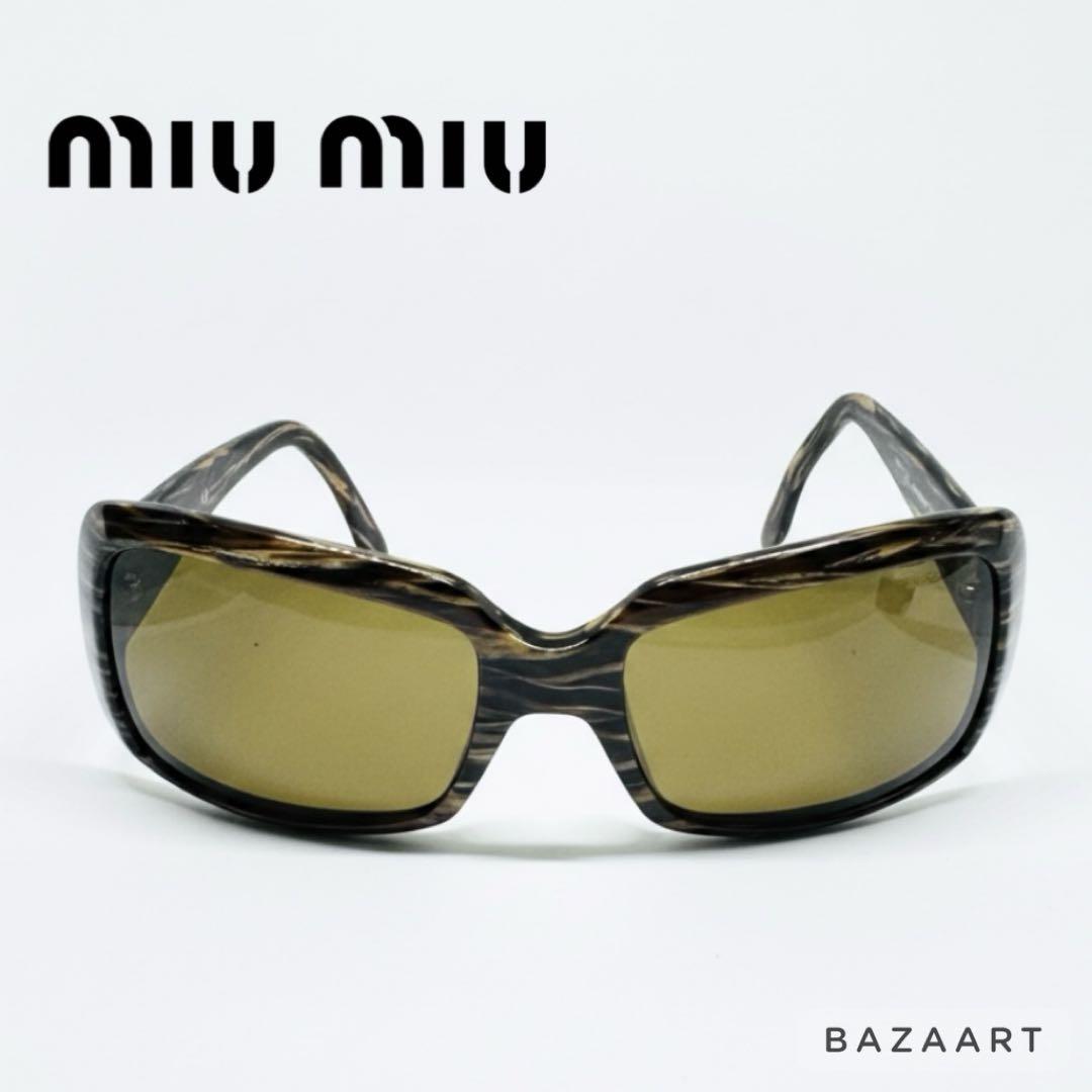 MIU MIU ミュウミュウ サングラス SMU10G ラインストーン ブラウン