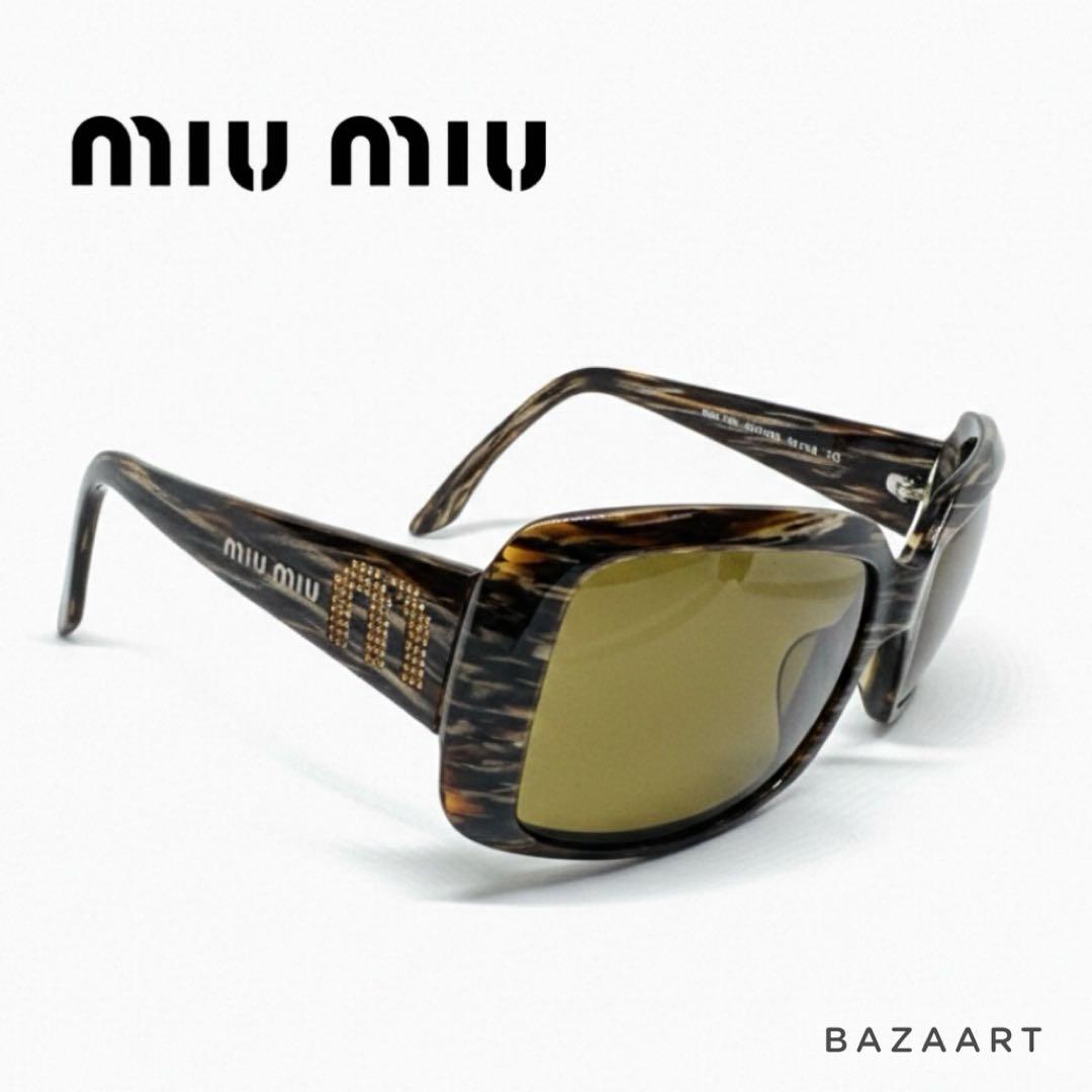 MIU MIU ミュウミュウ サングラス SMU10G ラインストーン ブラウン