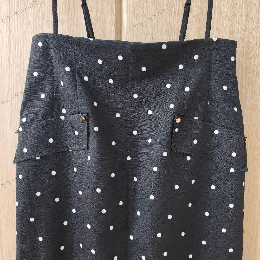 25AW美品・サイズ2　JUSGLITTY　サス付フラップタイトスカート　ドット