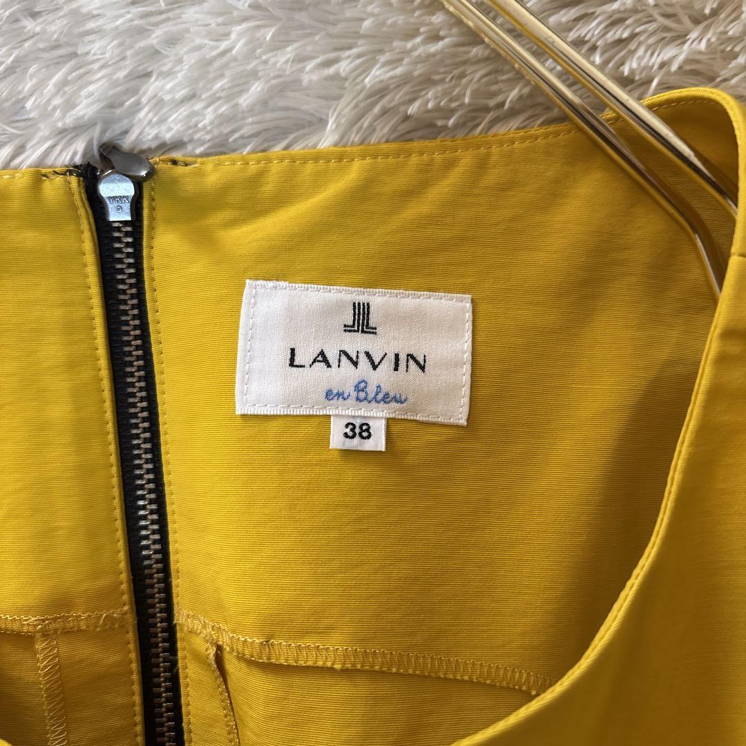 美品＊ランバンオンブルー　ノースリーブプリーツ　ワンピース　イエロー　黄