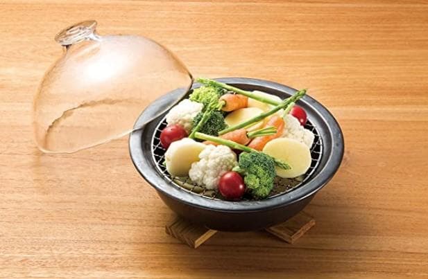 アデリア 土鍋 万古焼 燻製ができる鍋 グラスドームクッカー