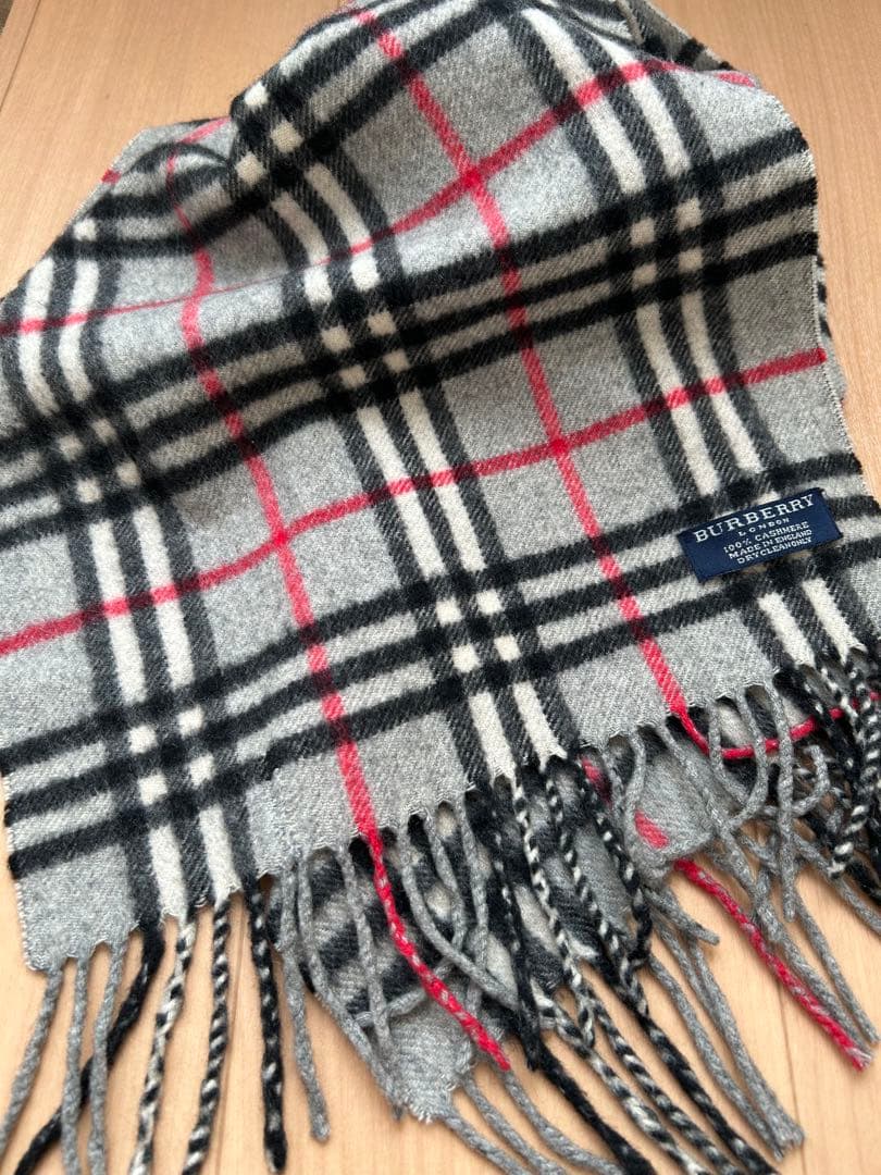 き*う様 バーバリー BURBERRY カシミヤ100% チェックマフラー 英国