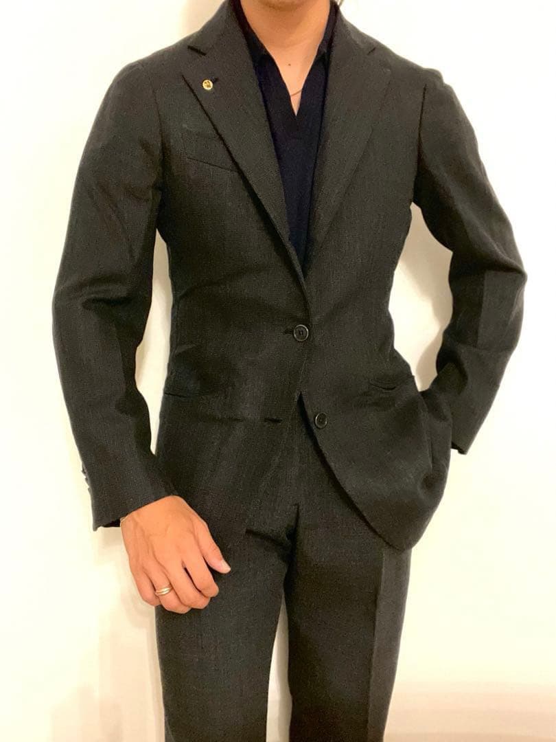 ダルクオーレDALCUORE⭐️44〜46⭐️春夏ウールジャケット⭐️チャコールグレー