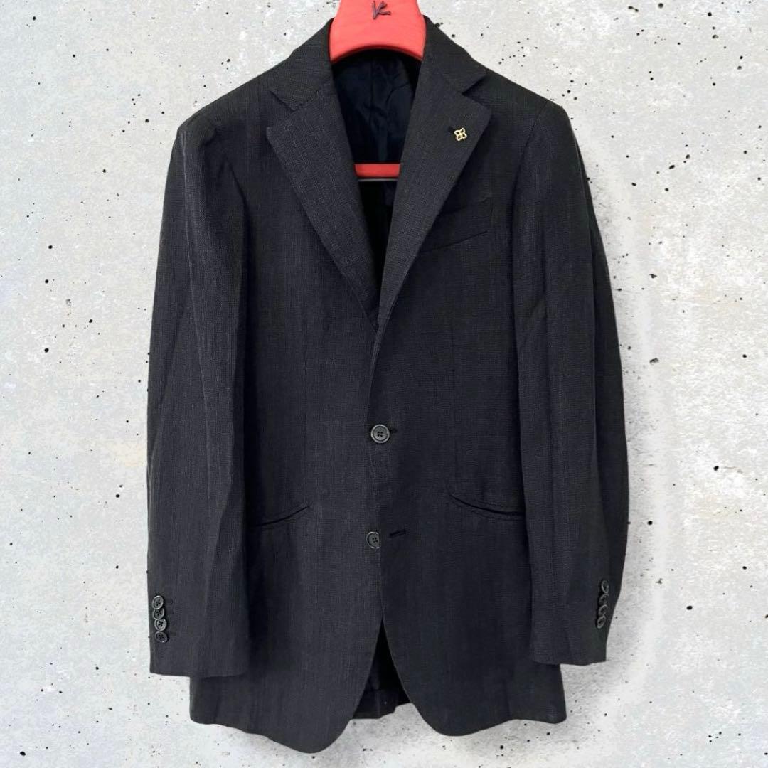 ダルクオーレDALCUORE⭐️44〜46⭐️春夏ウールジャケット⭐️チャコールグレー